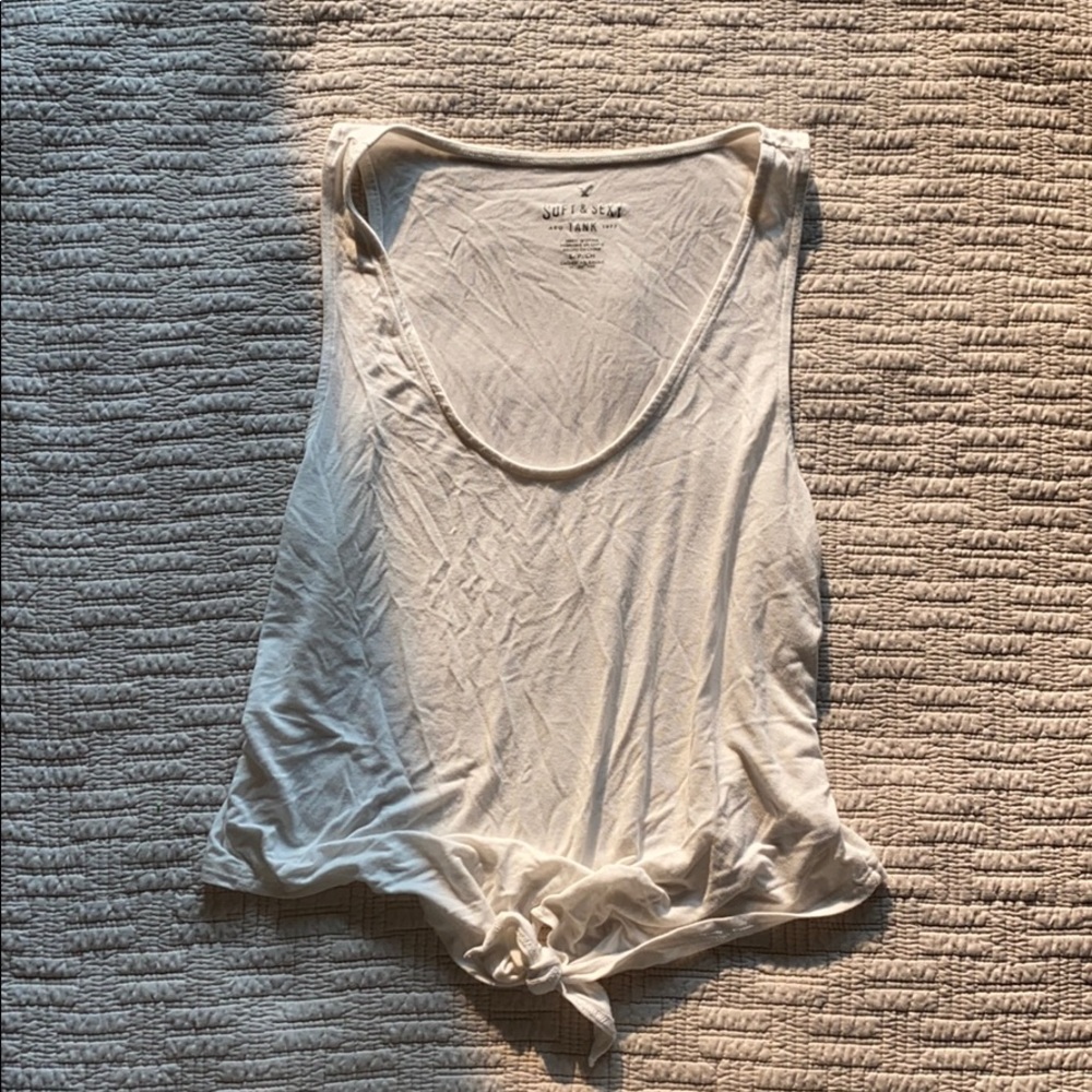 American Eagle White Tie Tank Top